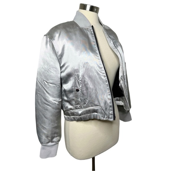 ELIZABETH & JAMES Royan Silver Bomber Jacket size S - Picture 3 of 16